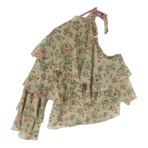 Zara XS One Sleeve Floral Ruffle Blouse - Picture 4 of 4